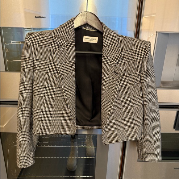 Saint Laurent cropped black and white blazer jacket 36 - Picture 1 of 4